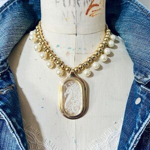 Upcycled vintage etched Unicorn necklace by Glamourbilly